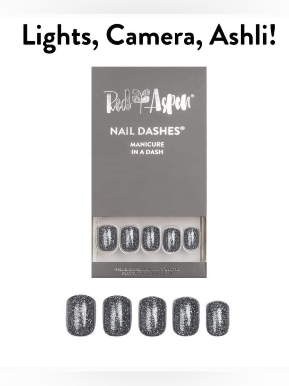 NIB Red Aspen Lights, Camera, Ashli! Press-On Nail Dashes
